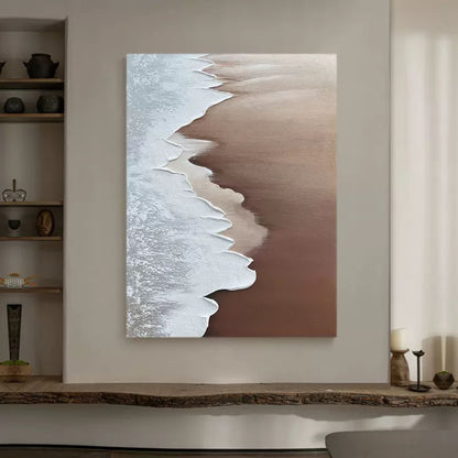 Serene Coastal Waves Oil Painting for Modern Home Decor