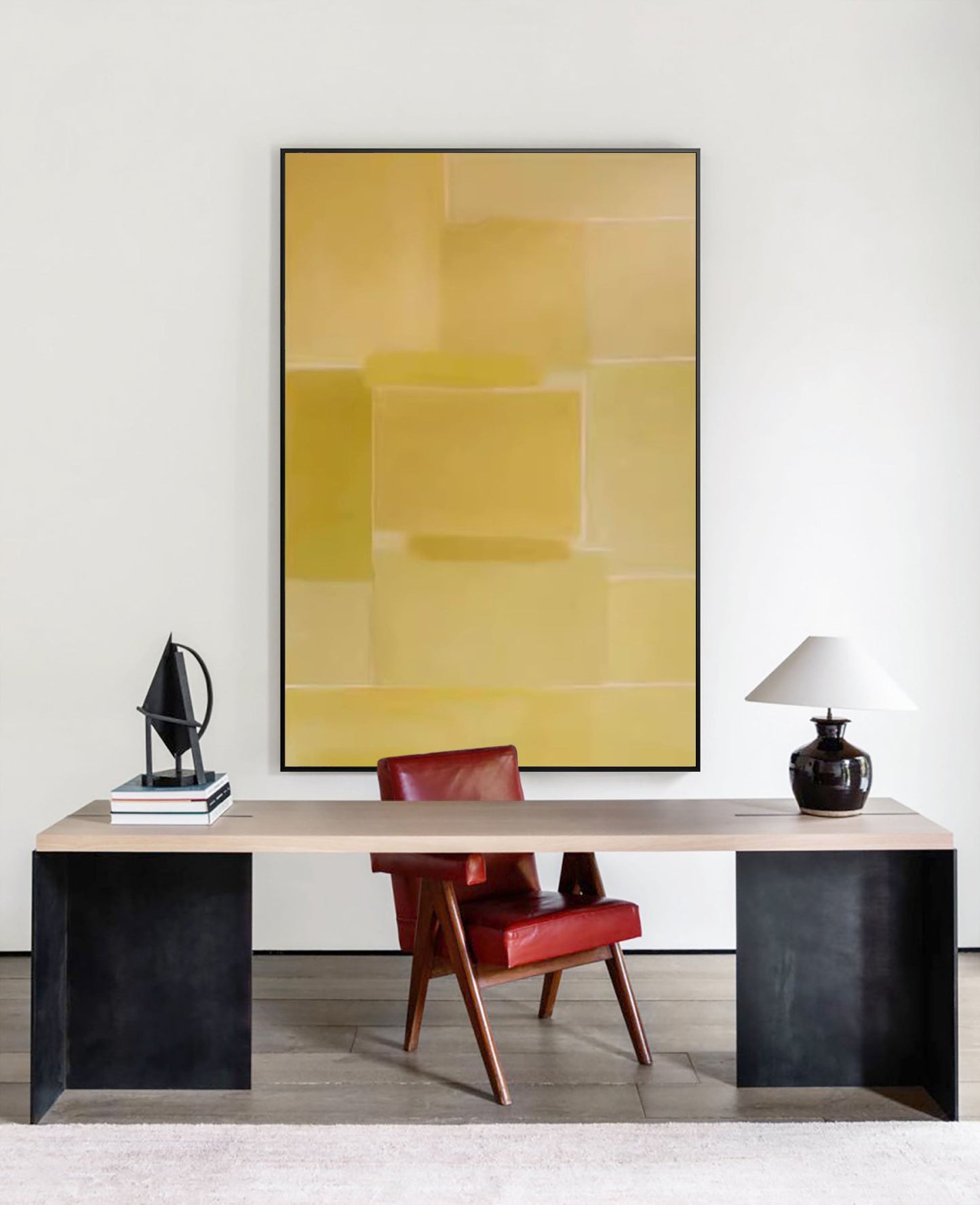 Serene Minimalist Yellow Canvas Art for Modern Home Decor