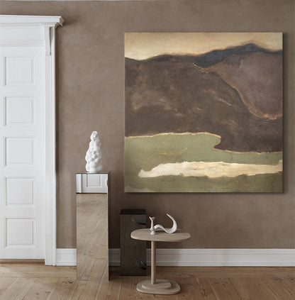 Serene Minimalist Landscape Oil Painting for Modern Home Decor