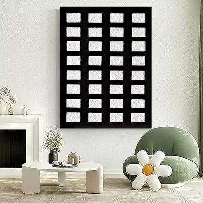 Abstract Black and White Wabi-Sabi Oil Painting for Modern Home Decor