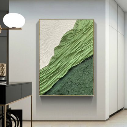 Textured Green Abstract Oil Painting for Modern Home Decor