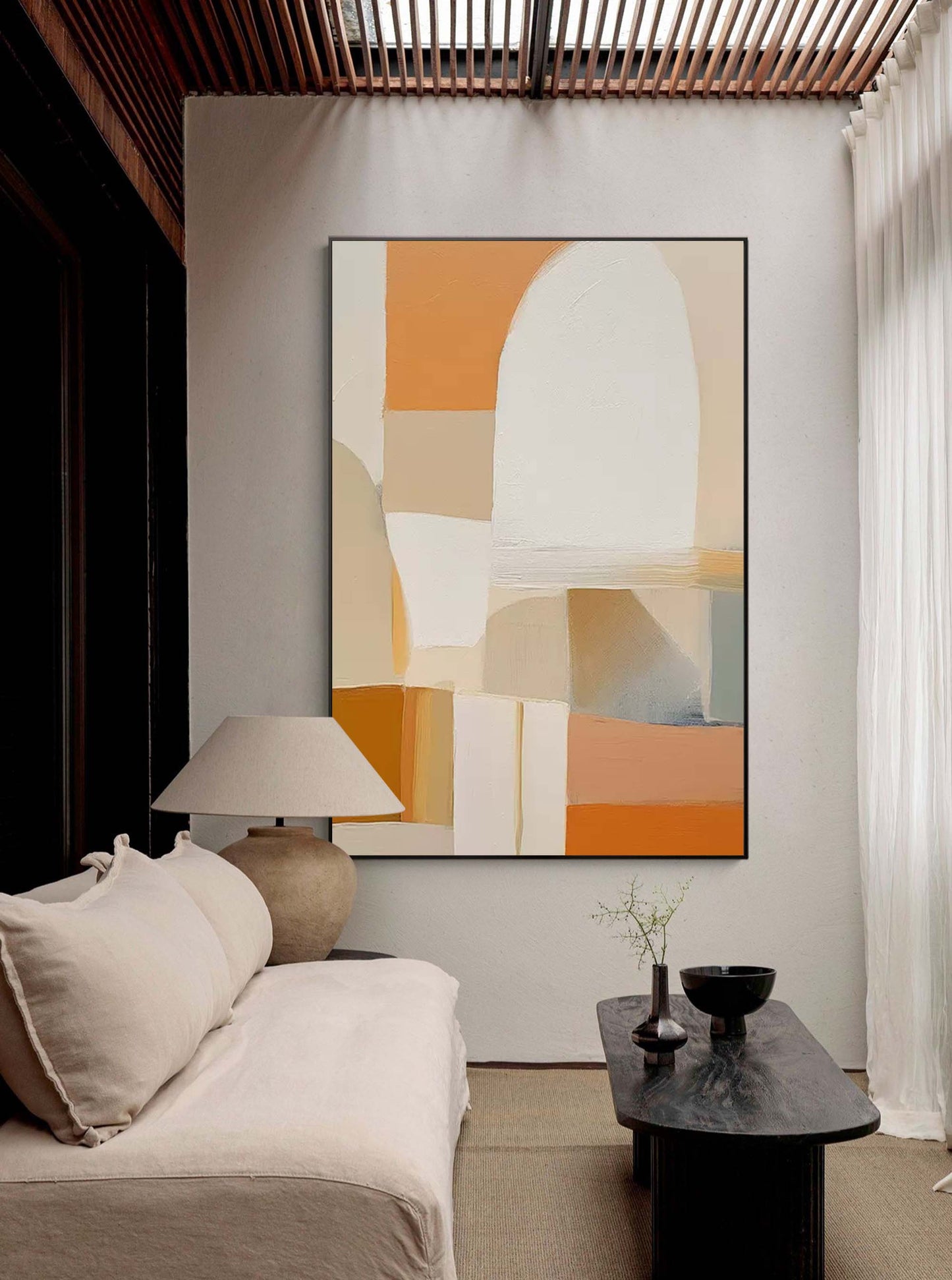 Abstract Geometric Oil Painting for Modern Home Decor and Art Lovers