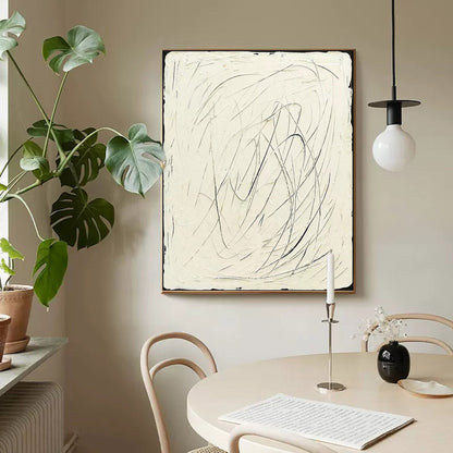 Abstract Minimalist Line Art Oil Painting for Modern Home Decor