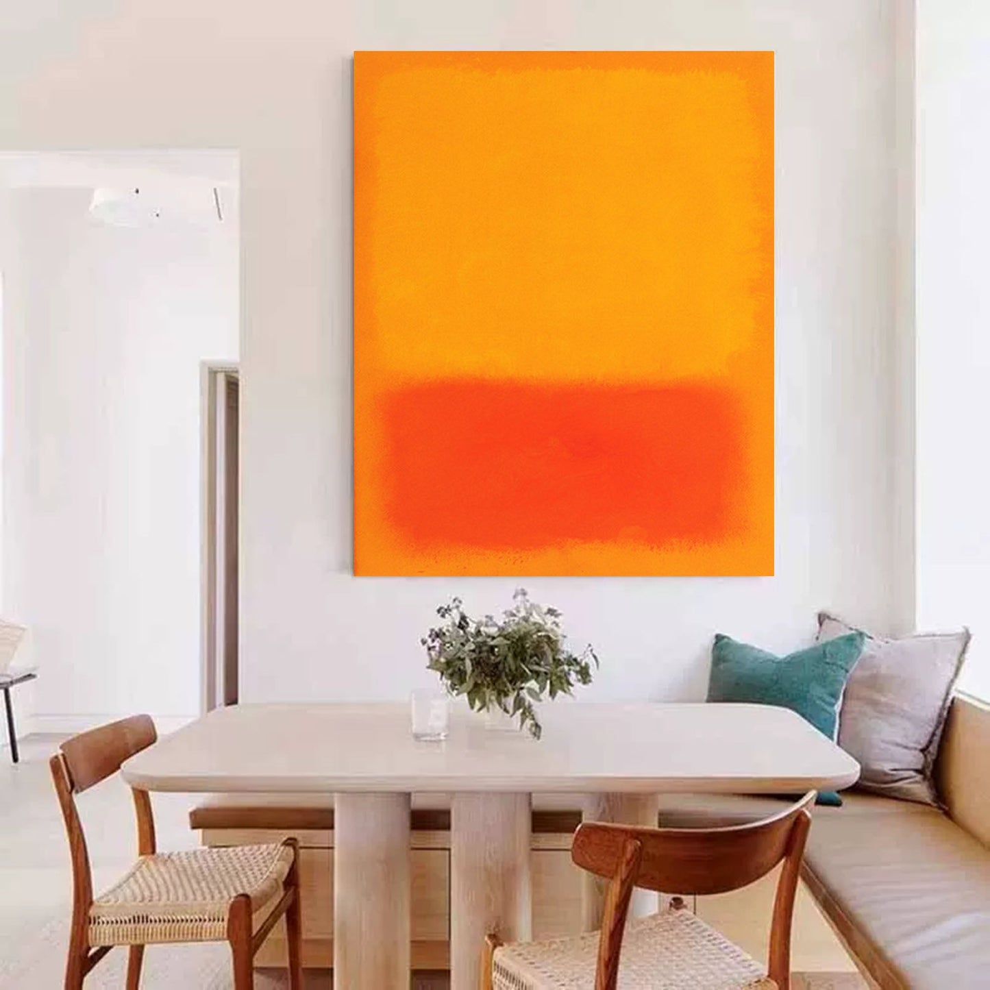 Vibrant Orange and Yellow Abstract Oil Painting for Modern Home Decor