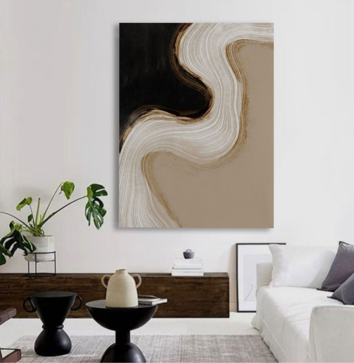 Elegant Minimalist Abstract Oil Painting for Modern Home Decor