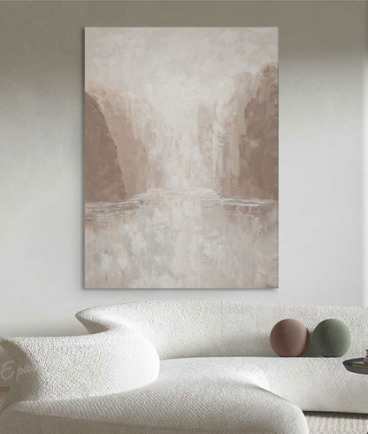 Serene Minimalist Landscape Oil Painting for Tranquil Home Decor