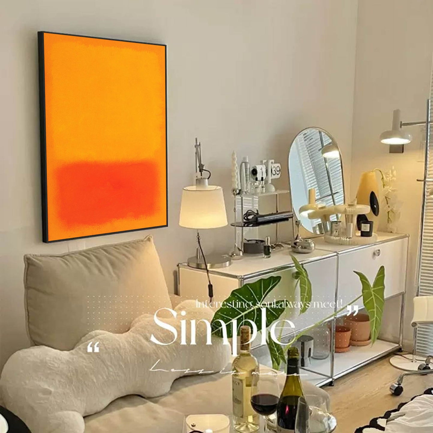 Vibrant Orange and Yellow Abstract Oil Painting for Modern Home Decor