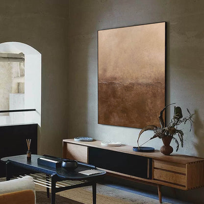 Elegant Minimalist Abstract Oil Painting in Earthy Tones for Modern D√©cor