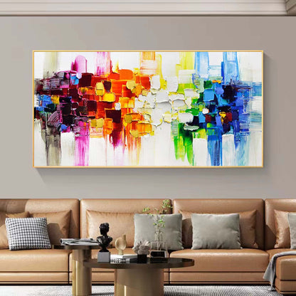 Vibrant Abstract Oil Painting with Bold Colors for Modern Home Decor