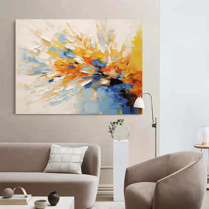 Vibrant Abstract Oil Painting with Bold Colors and Dynamic Brush Strokes