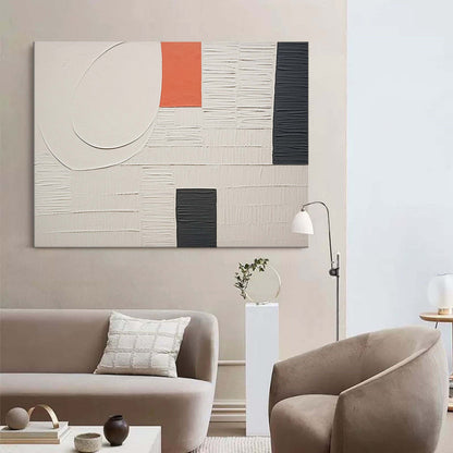 Contemporary Abstract Oil Painting with Textured Plaster Finish for Modern Decor