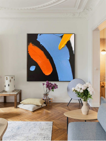 Colorful Abstract Oil Painting for Modern Minimalist Home Decor