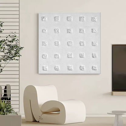 Minimalist Wabi-Sabi Texture Art - Modern White Square Design for Elegant Home Decor