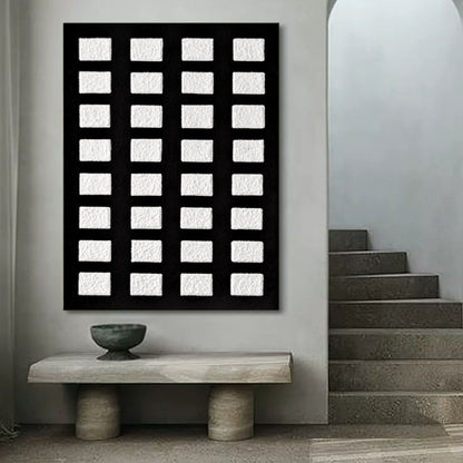 Abstract Black and White Wabi-Sabi Oil Painting for Modern Home Decor