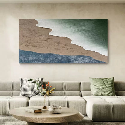 Abstract Coastal Landscape Oil Painting with Textured Finish