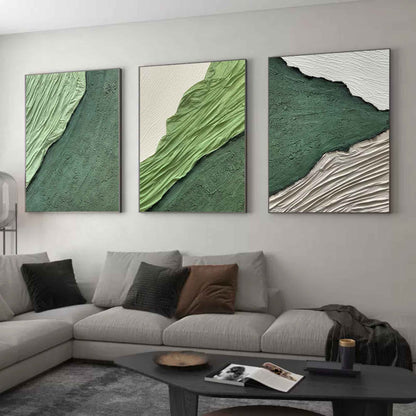 Trendy Green Abstract Oil Painting Set for Modern Home Decor