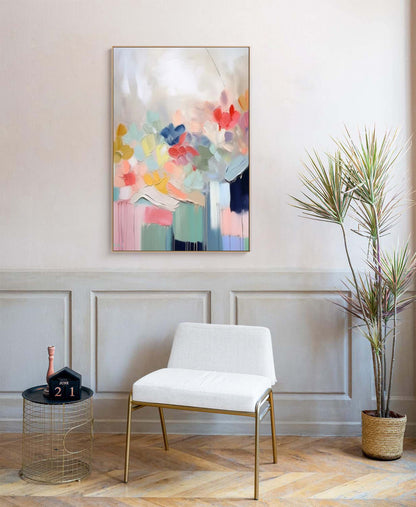 Vibrant Abstract Floral Oil Painting for Modern Home Decor