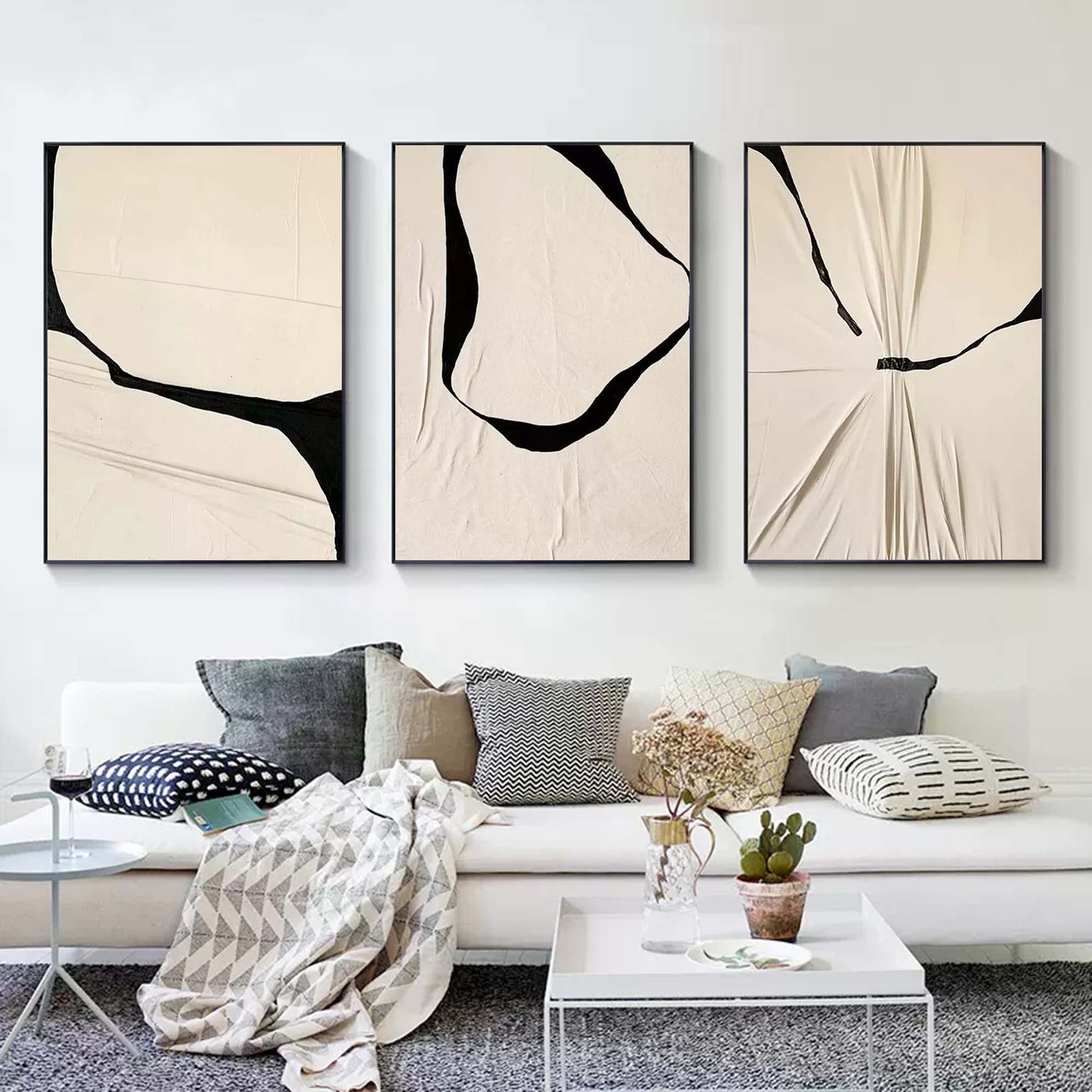 Contemporary Abstract Triptych Wall Art for Modern Home Decor