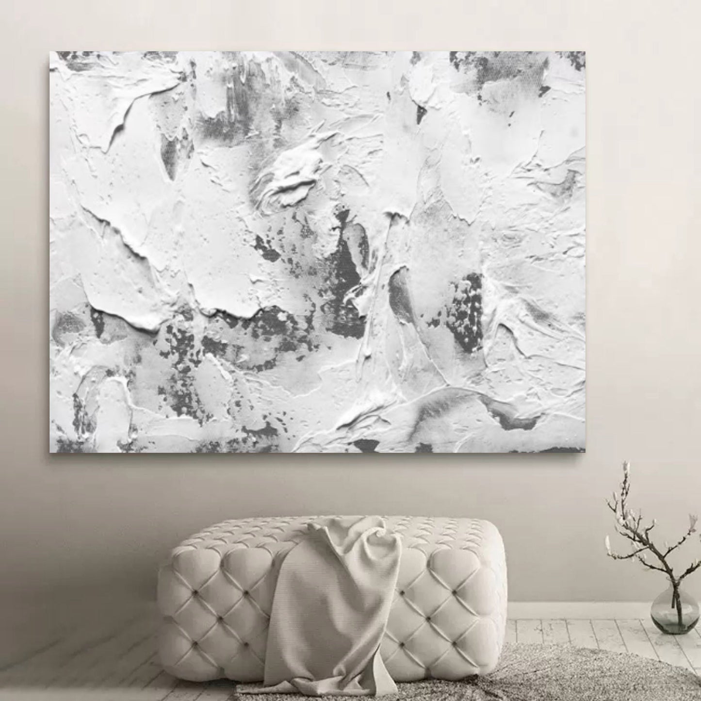 Textured Minimalist Oil Painting for Modern Wabi-Sabi Home Decor