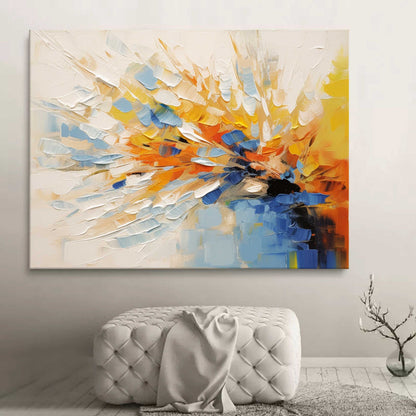 Vibrant Abstract Oil Painting with Bold Colors and Dynamic Brush Strokes