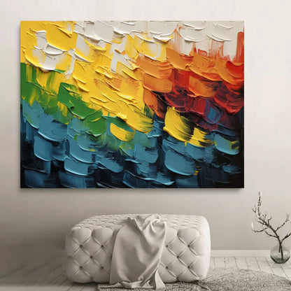 Vibrant Abstract Oil Painting with Bold Color Palette for Modern Home Decor