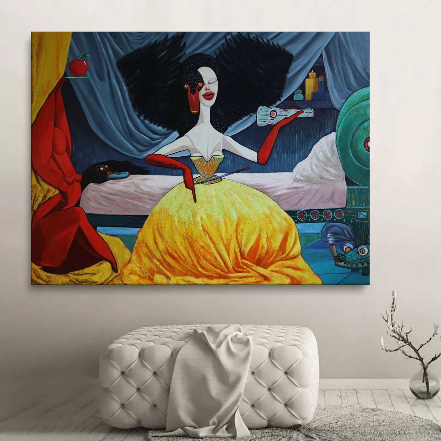 Vibrant Pop Art Oil Painting of Elegance and Whimsy for Modern Home Decor