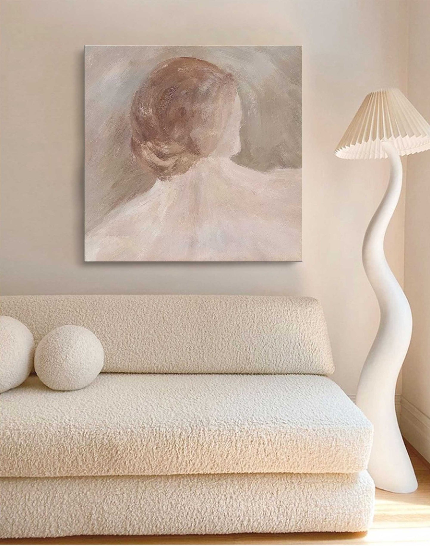 Elegant Minimalist Oil Painting of a Woman's Silhouette