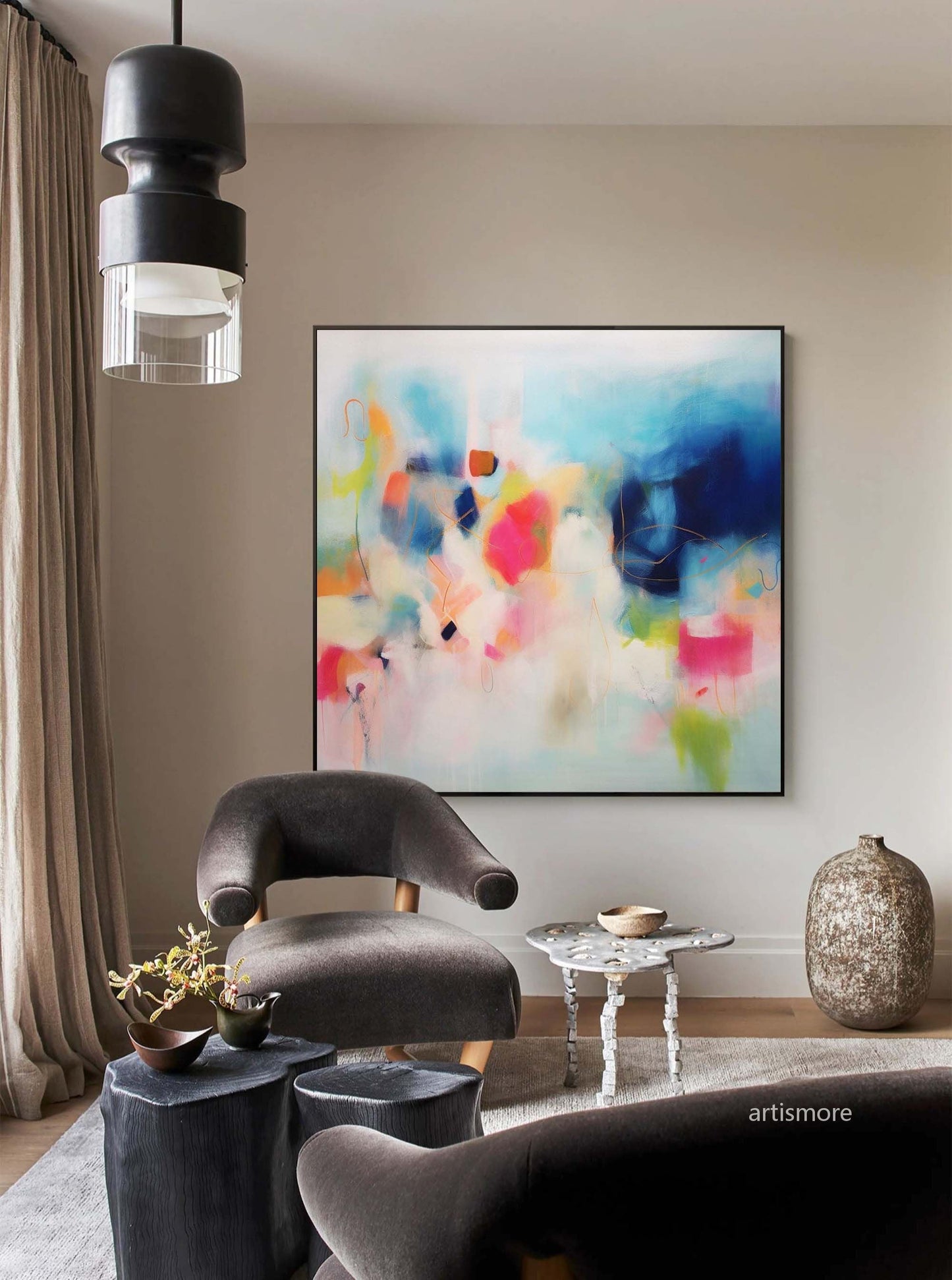 Vibrant Abstract Oil Painting for Modern Home Decor and Art Lovers