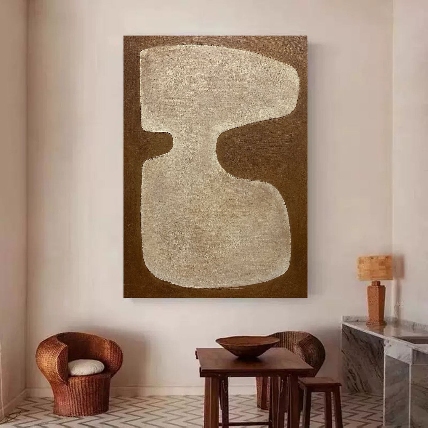 Contemporary Minimalist Geometric Oil Painting for Modern Home Decor