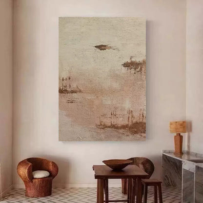 Serene Minimalist Landscape Oil Painting for Tranquil Home Decor