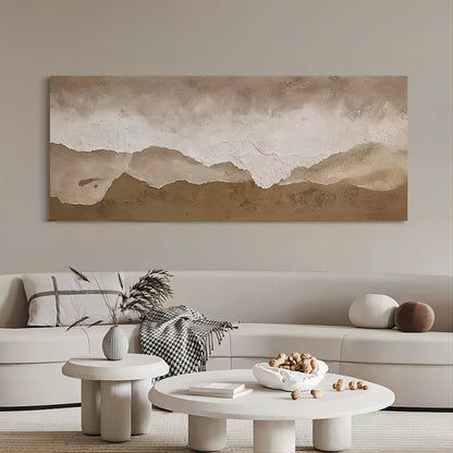 Abstract Beige Landscape: Elegant Oil Painting for Modern Home Decor