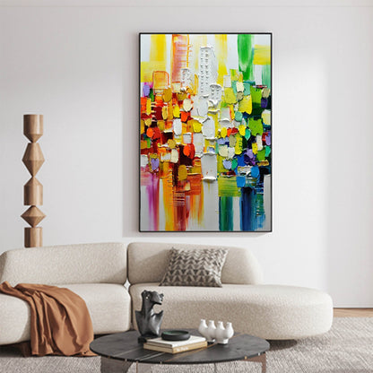 Vibrant Abstract Oil Painting with Bold Colors and Texture for Artistic Home D√©cor