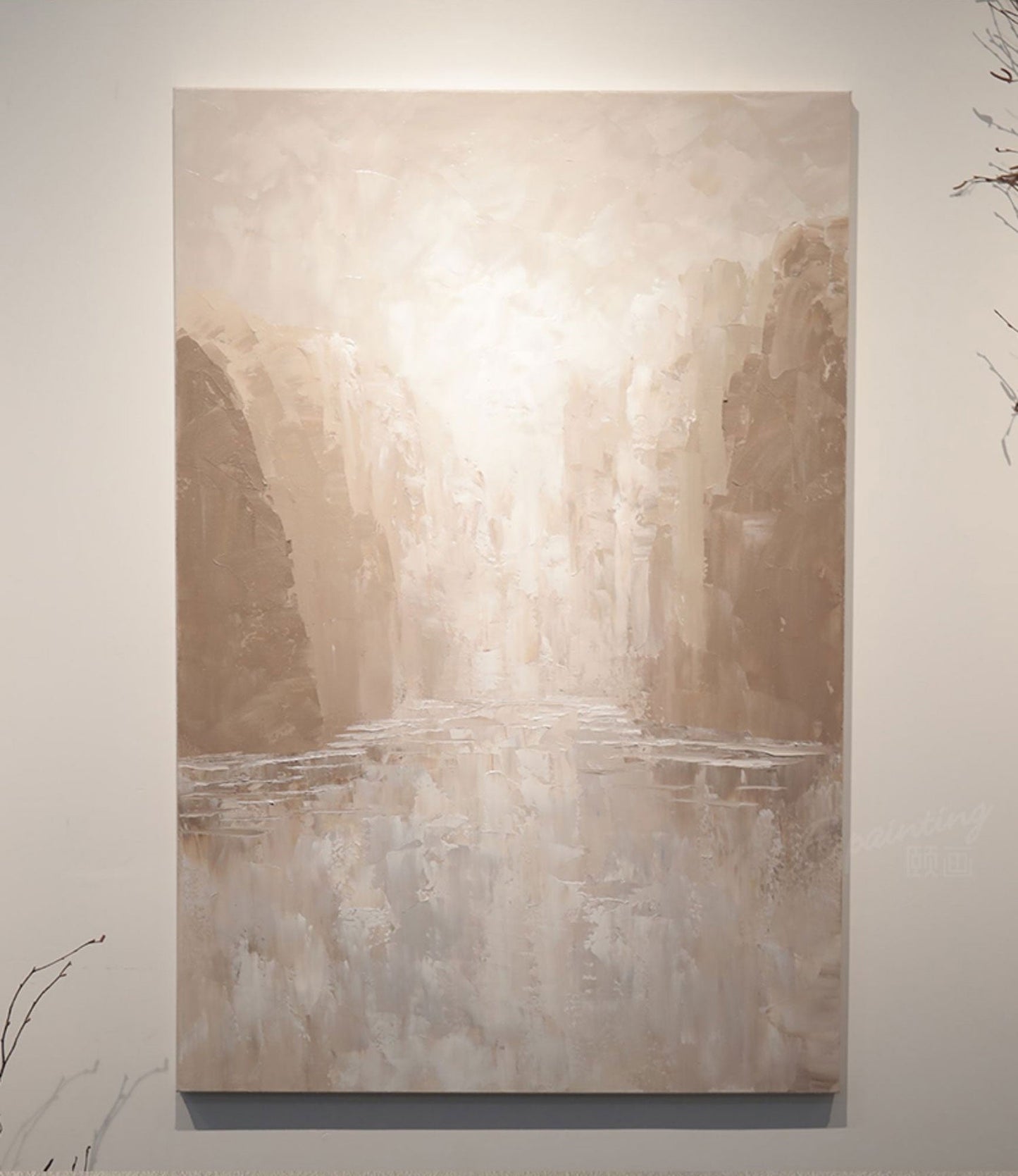 Serene Minimalist Landscape Oil Painting for Tranquil Home Decor
