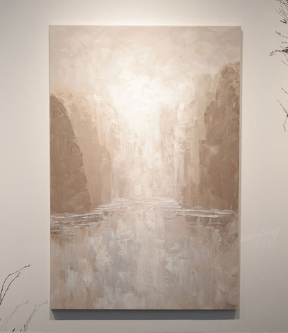 Serene Minimalist Landscape Oil Painting for Tranquil Home Decor