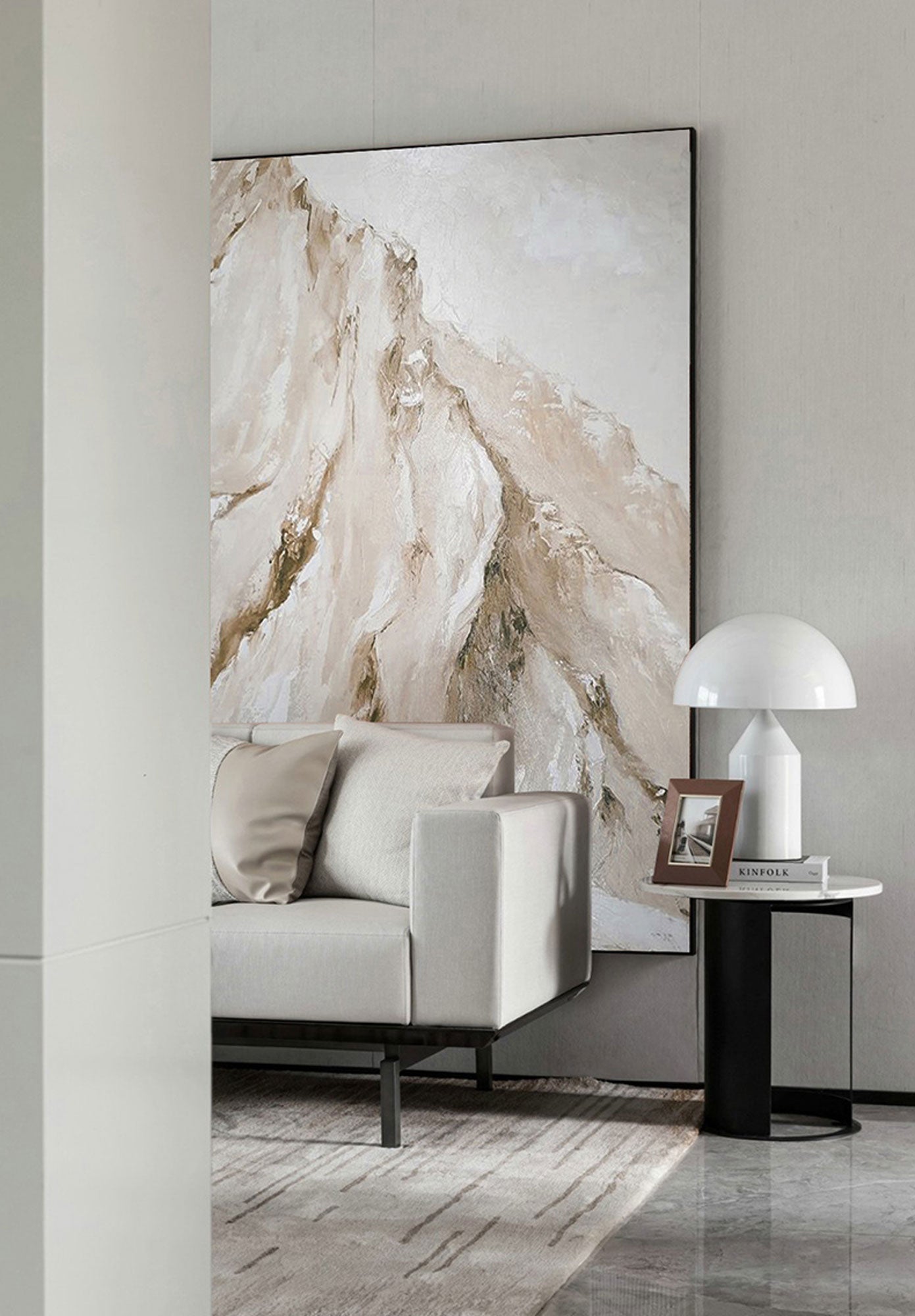 Serene Minimalist Landscape Oil Painting for Modern Home Decor