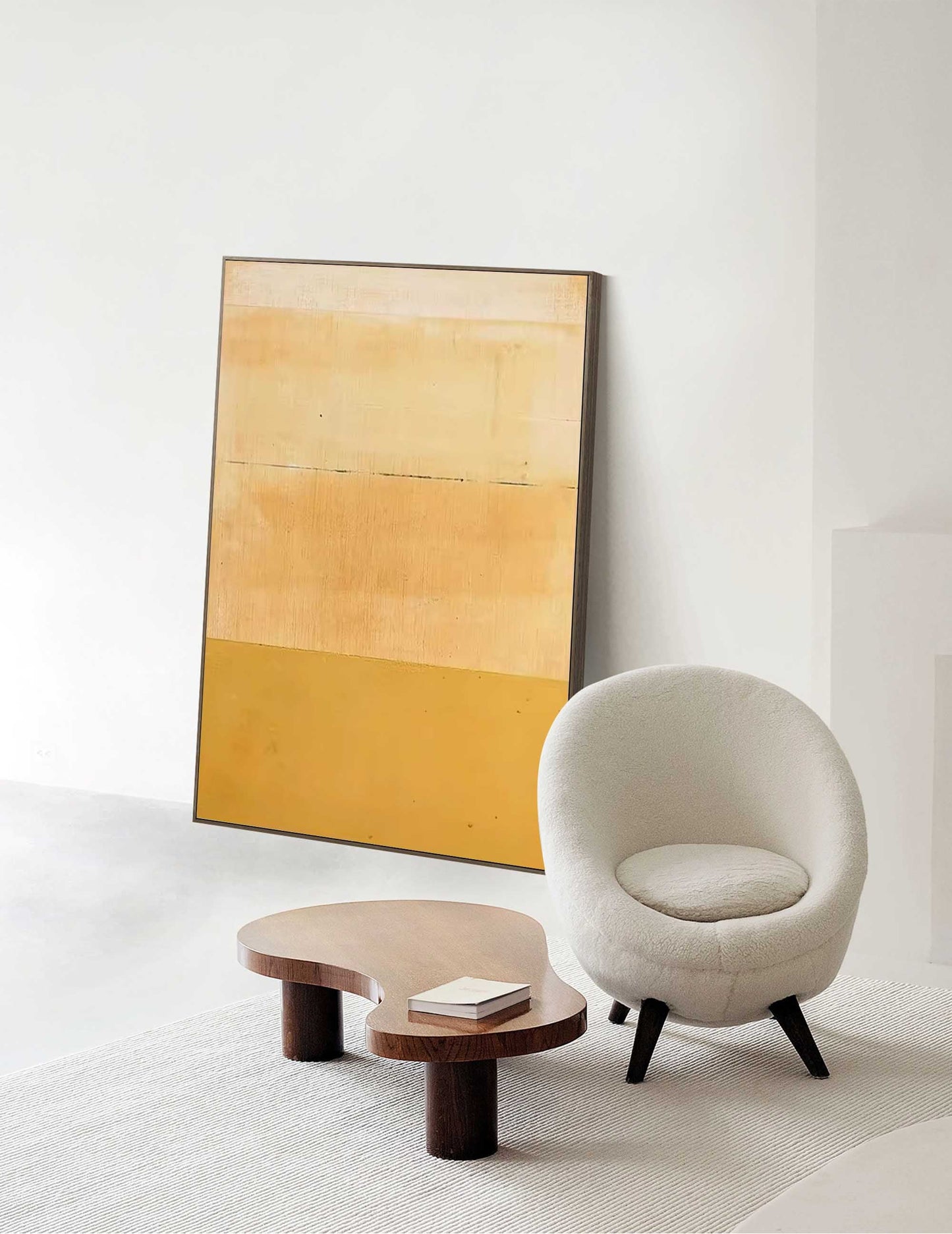 Serene Minimalist Oil Painting in Warm Earthy Tones for Modern Home Decor