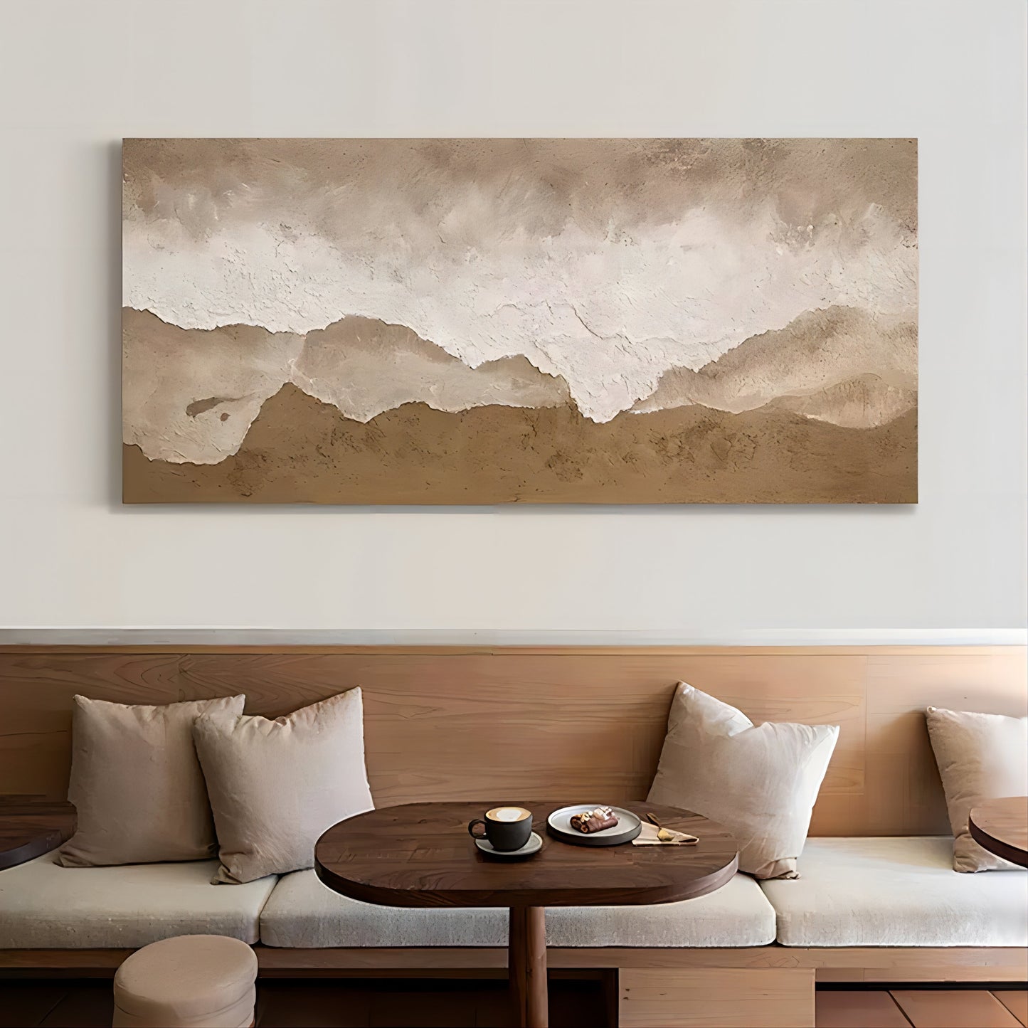 Abstract Beige Landscape: Elegant Oil Painting for Modern Home Decor