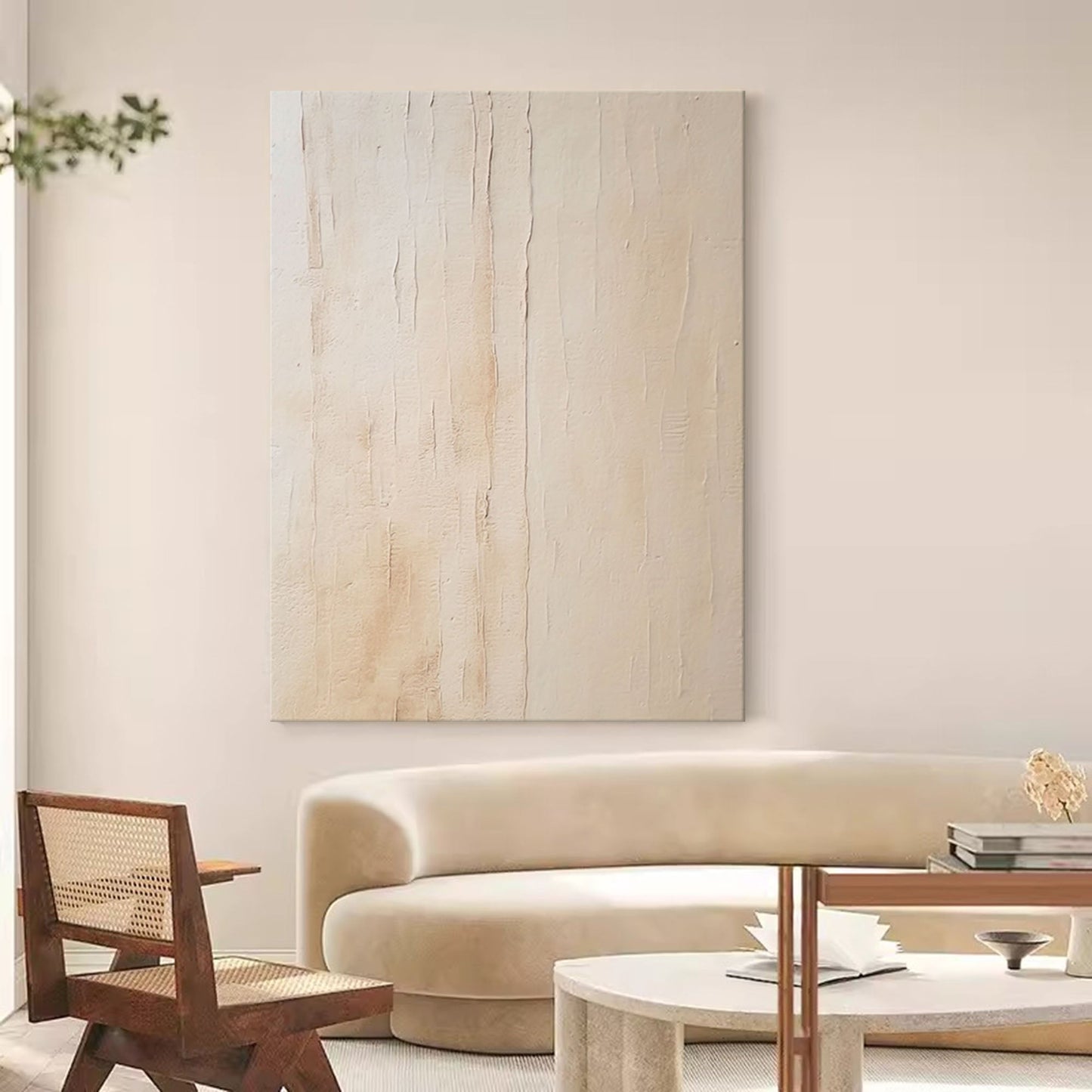 Elegant Textured Minimalist Oil Painting for Modern Home Decor
