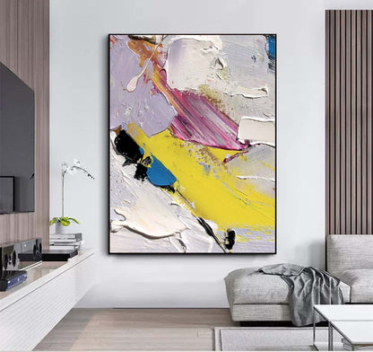 Vibrant Abstract Oil Painting with Bold Colors and Dynamic Textures