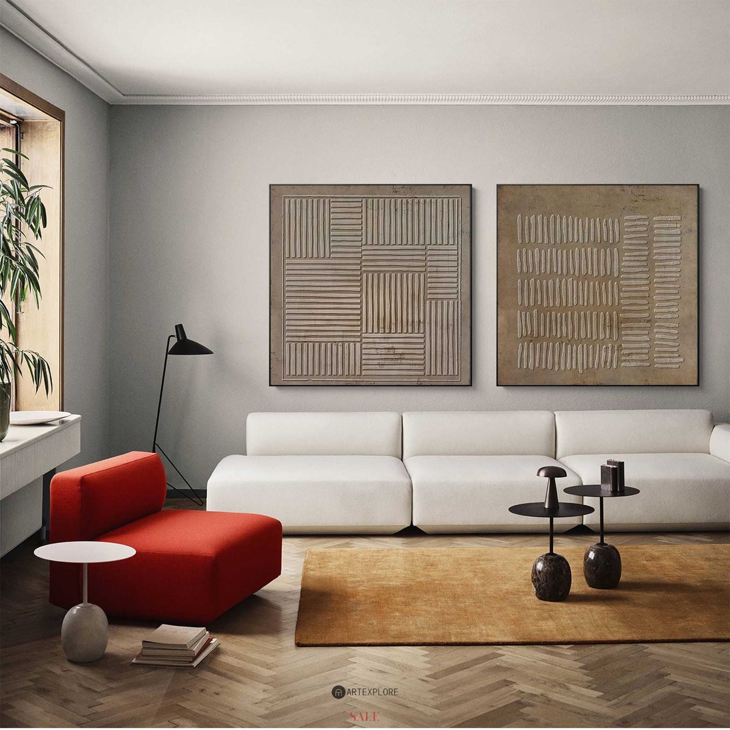 Modern Neutral Abstract Duo ‚Äì Contemporary Oil Paintings for Stylish Interiors