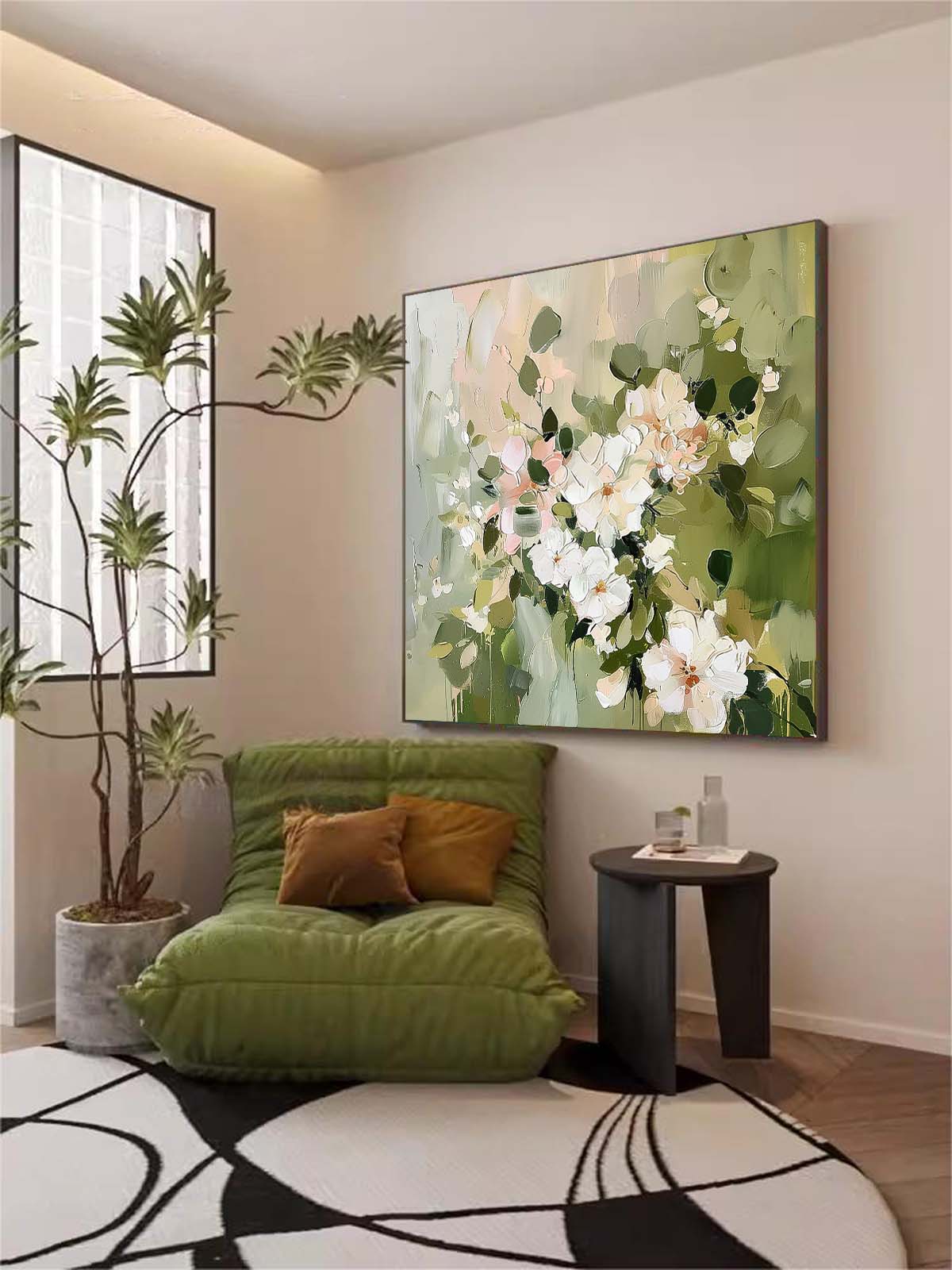 Botanical Bliss: Elegant Floral Oil Painting for Home Décor