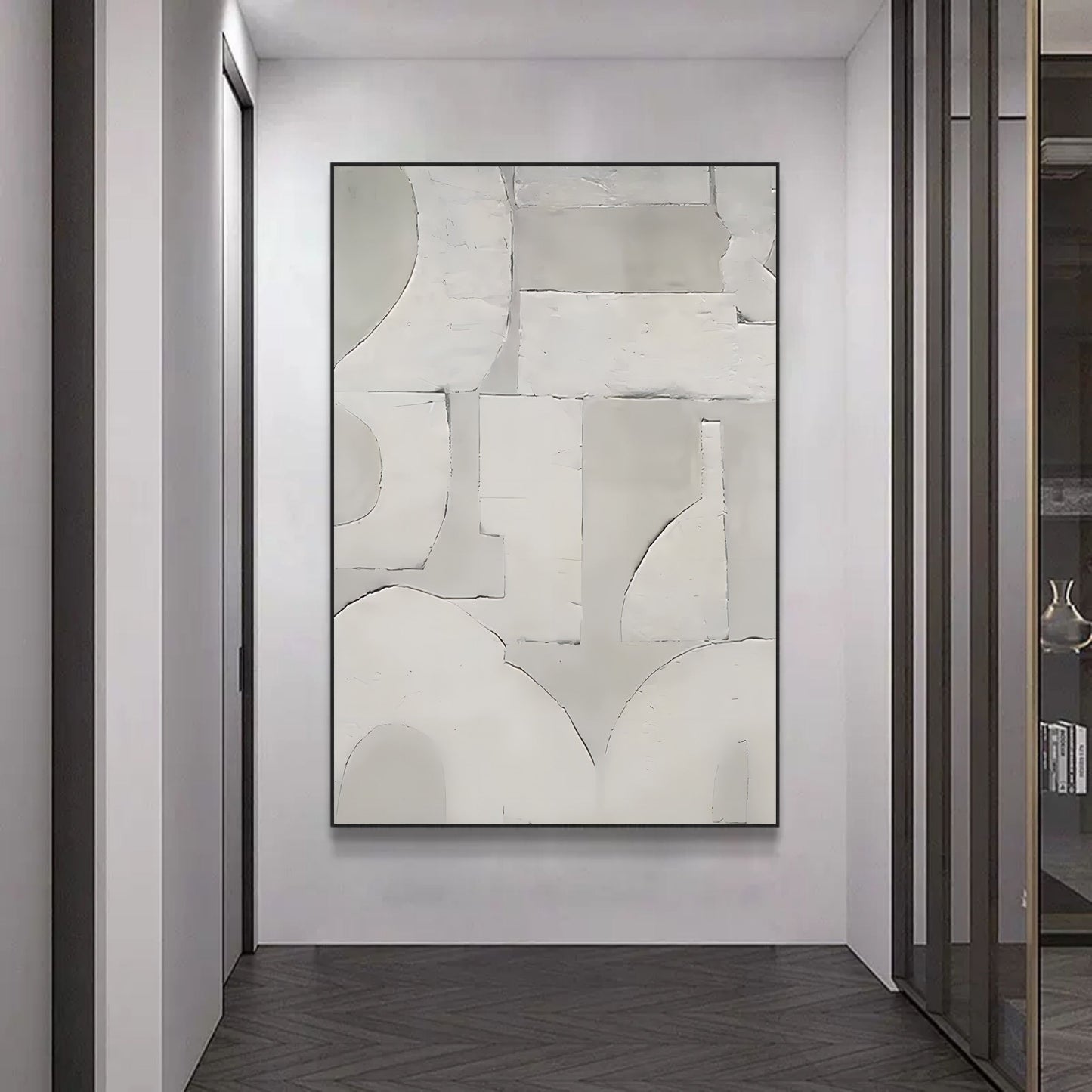 Elegant Wabi-Sabi Oil Painting for Minimalist Wall Decor in Neutral Tones