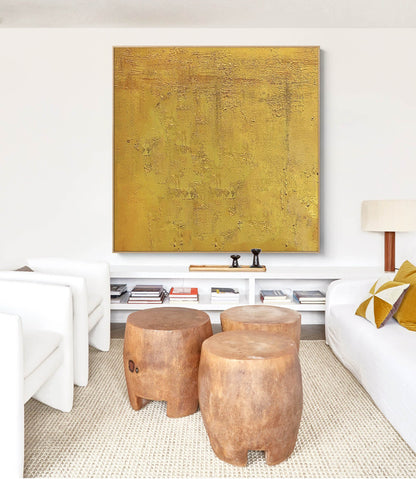 Stunning Textured Gold Minimalist Abstract Oil Painting for Modern Decor