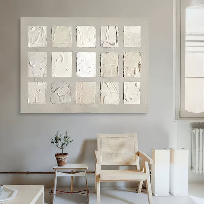 Minimalist White Texture Oil Painting for Modern Home Decor