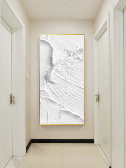 Textured White Oil Painting for Modern Art Lovers - Unique Wall Decor