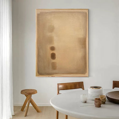 Calming Minimalist Abstract Oil Painting in Soft Earth Tones for Modern Decor