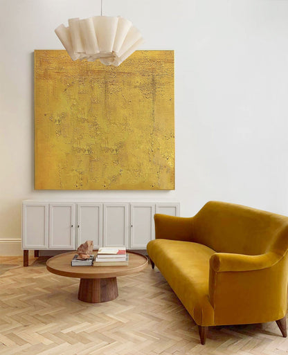 Stunning Textured Gold Minimalist Abstract Oil Painting for Modern Decor