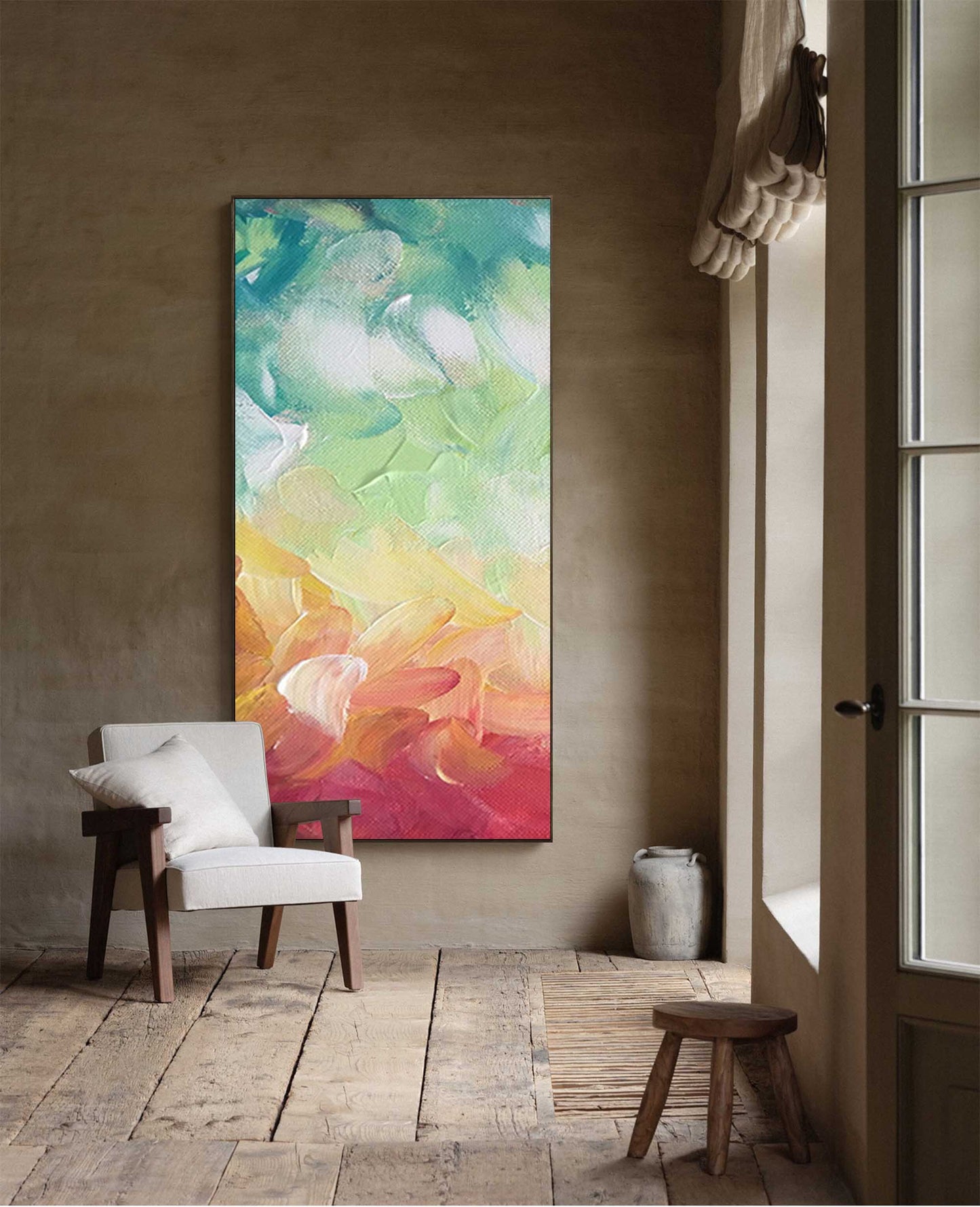 Vibrant Abstract Oil Painting for Modern Home Decor and Wall Art