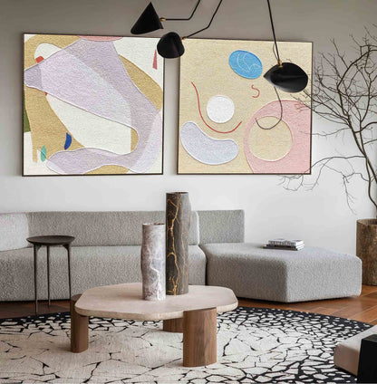 Abstract Minimalist Geometric Oil Painting for Modern Home Decor