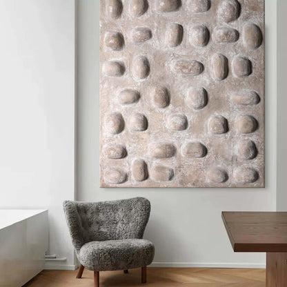 Textured Neutral Abstract Oil Painting for Modern Home Decor